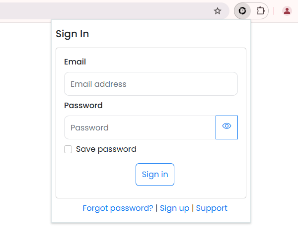 Login page